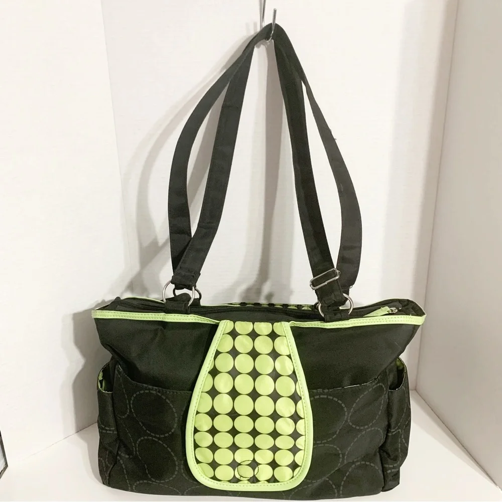Carter's Tonal Dot Top Zip Tote Diaper Bag Top Handles Organizational Pockets